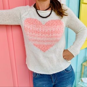 Bethany Mota Pink Heart Sweater-size small
